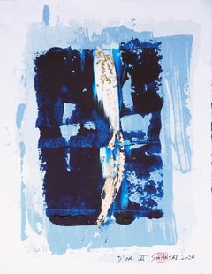DâEOR .VI  Abstract gold leaf framed painting, Painting, Acrylic on Paper