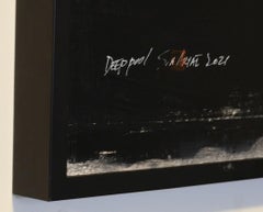 Deep Pool Six shades of black framed painting, Painting, Acrylic on Canvas