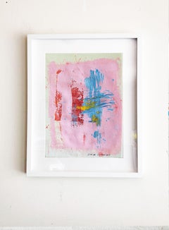 D'OR. XVI Framed  pink with gold leaf painting, Painting, Acrylic on Paper