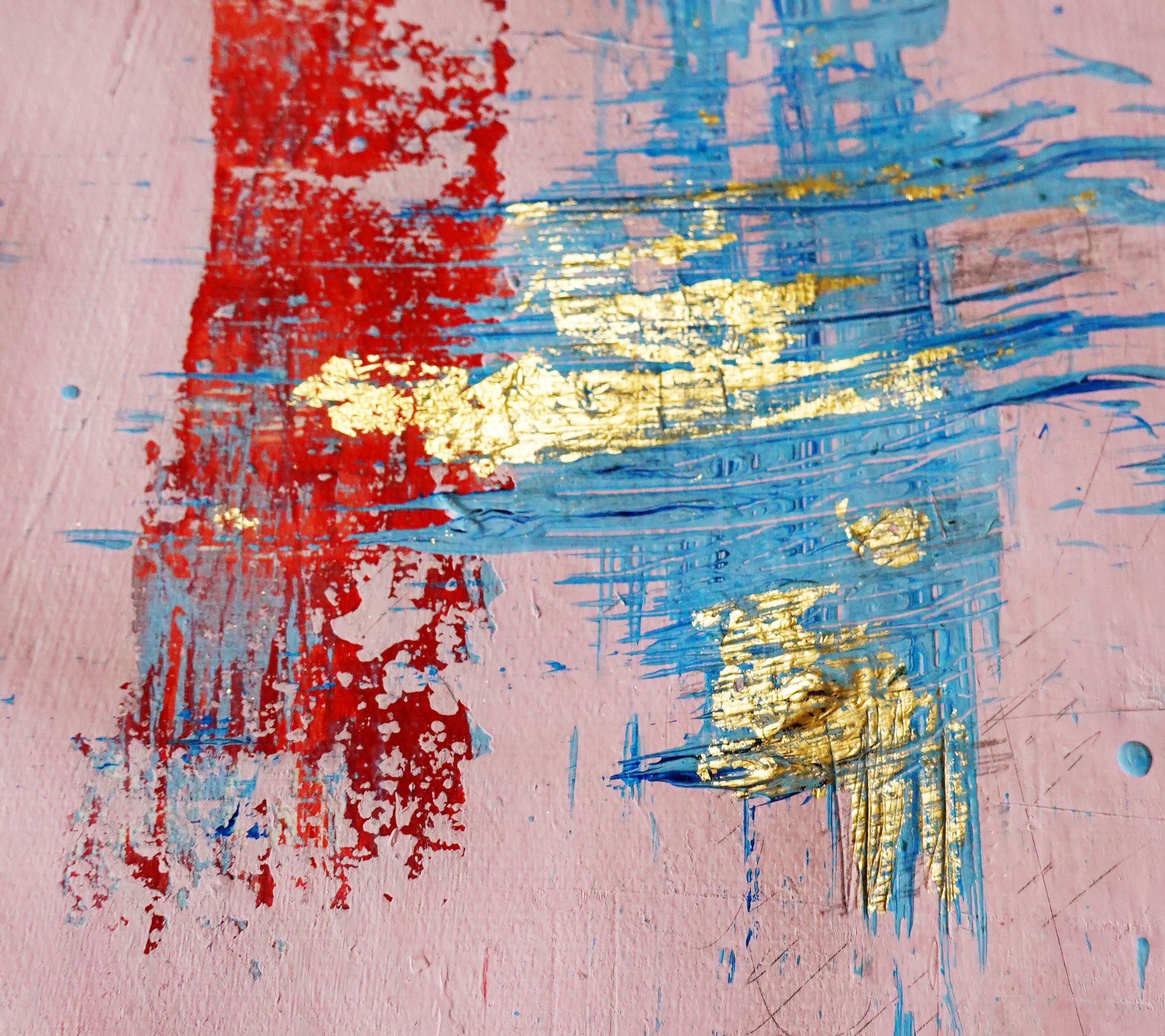 D'OR. XVI incorniciato  rosa con foglia d'oro, Pittura, Acrilico su carta in vendita 1