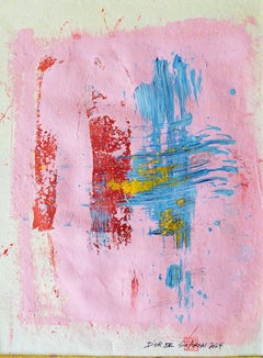 D'OR. XVI Framed  pink with gold leaf painting, Painting, Acrylic on Paper