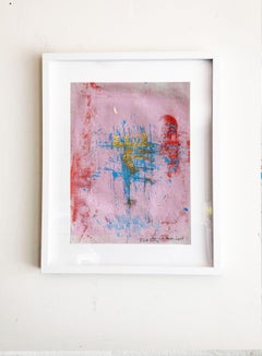 D'OR. XVII Framed pink with gold leaf painting, Painting, Acrylic on Paper