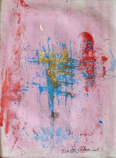 D'OR. XVII Framed pink with gold leaf painting, Painting, Acrylic on Paper