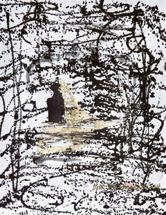 D'or.VII Abstract gold leaf framed painting, Painting, Acrylic on Paper
