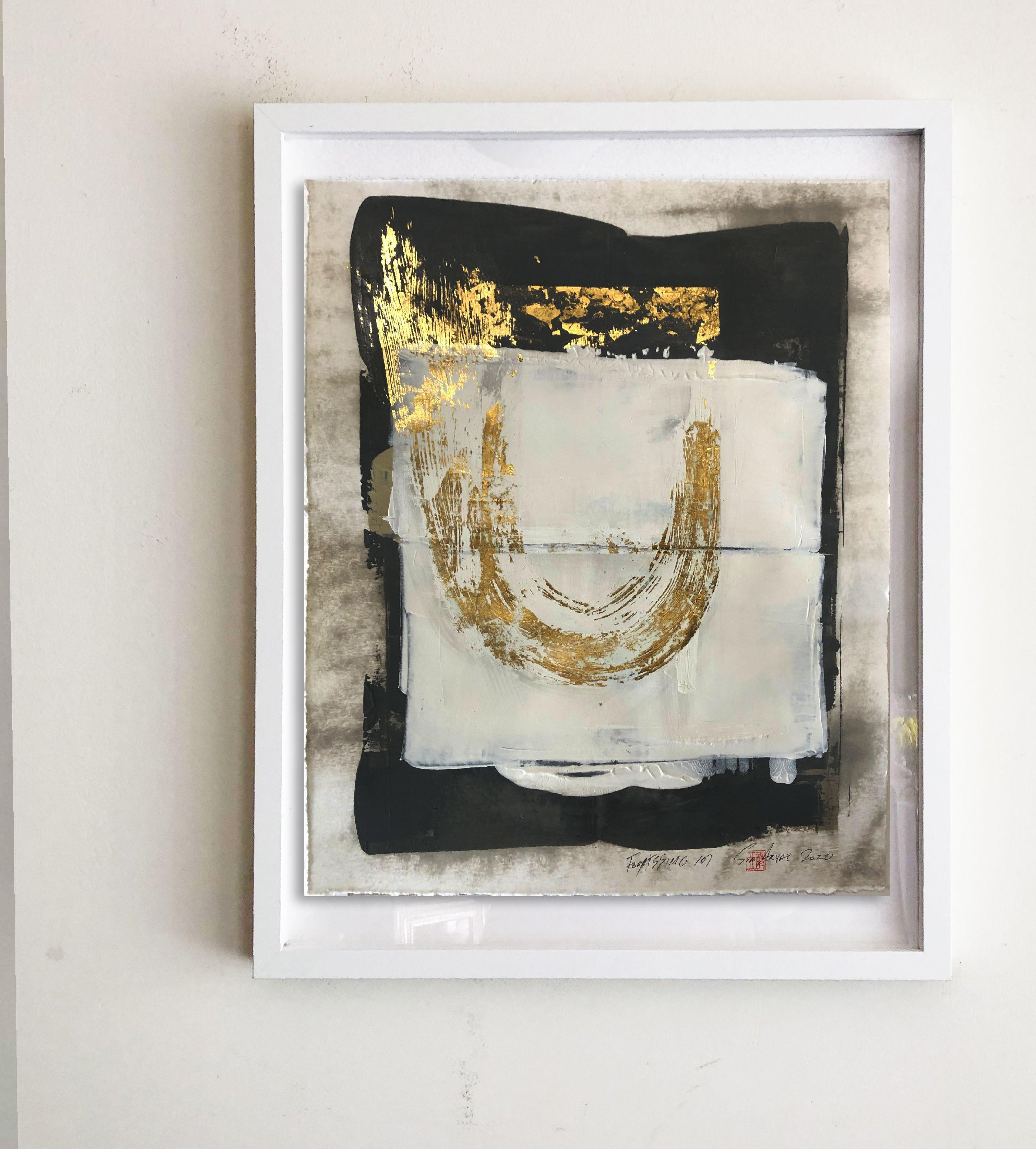 Fortissimo 107 pintura única con pan de oro, Pintura, Acrílico sobre papel en venta 1