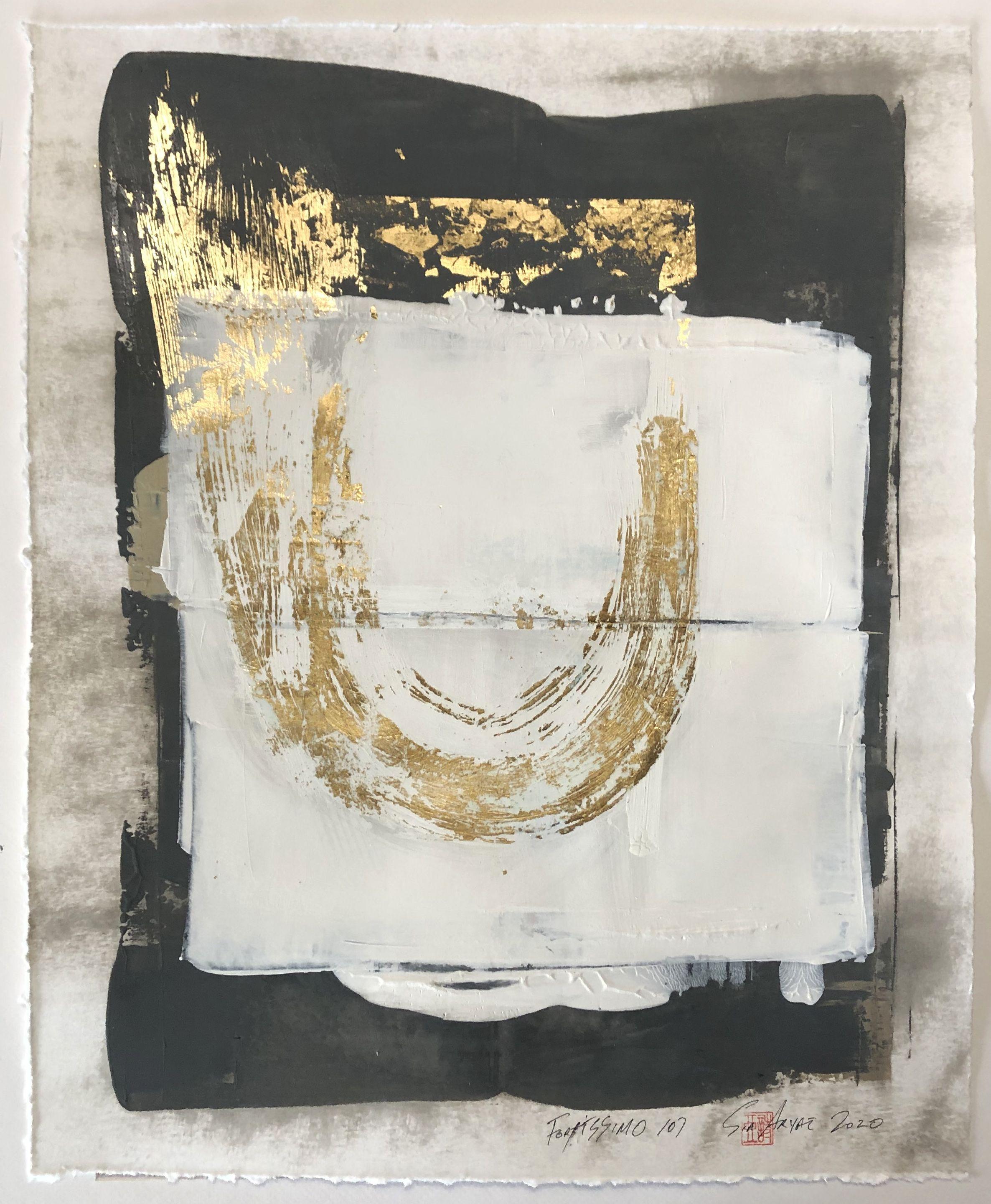 Fortissimo 107 pintura única con pan de oro, Pintura, Acrílico sobre papel - Painting de Sia Aryai