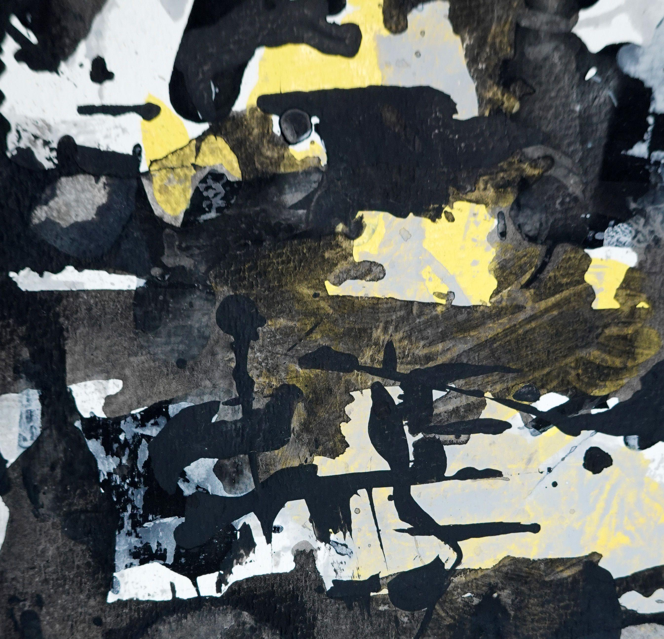 Hanabi. 21 Weißes gerahmtes abstraktes Gemälde, Acryl auf Papier (Abstrakter Expressionismus), Painting, von Sia Aryai