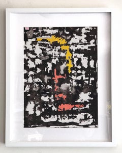 Hanabi. 26 White framed abstract painting, Painting, Acrylic on Paper