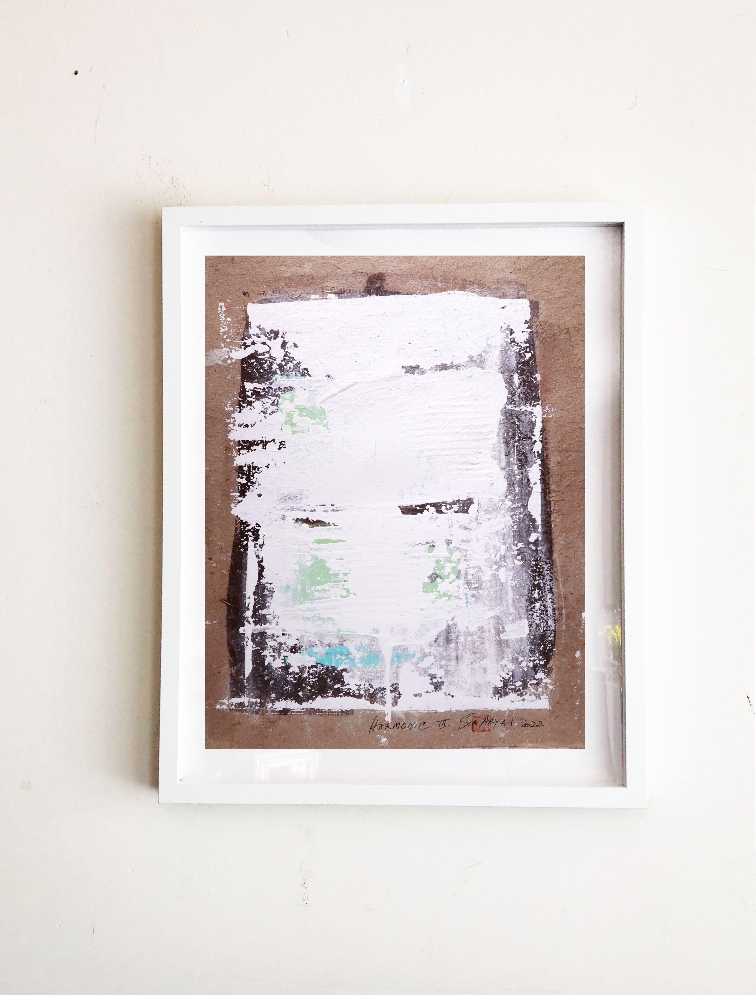 Harmonic .III gerahmtes abstraktes Gemälde, Acryl auf Papier (Minimalistisch), Painting, von Sia Aryai