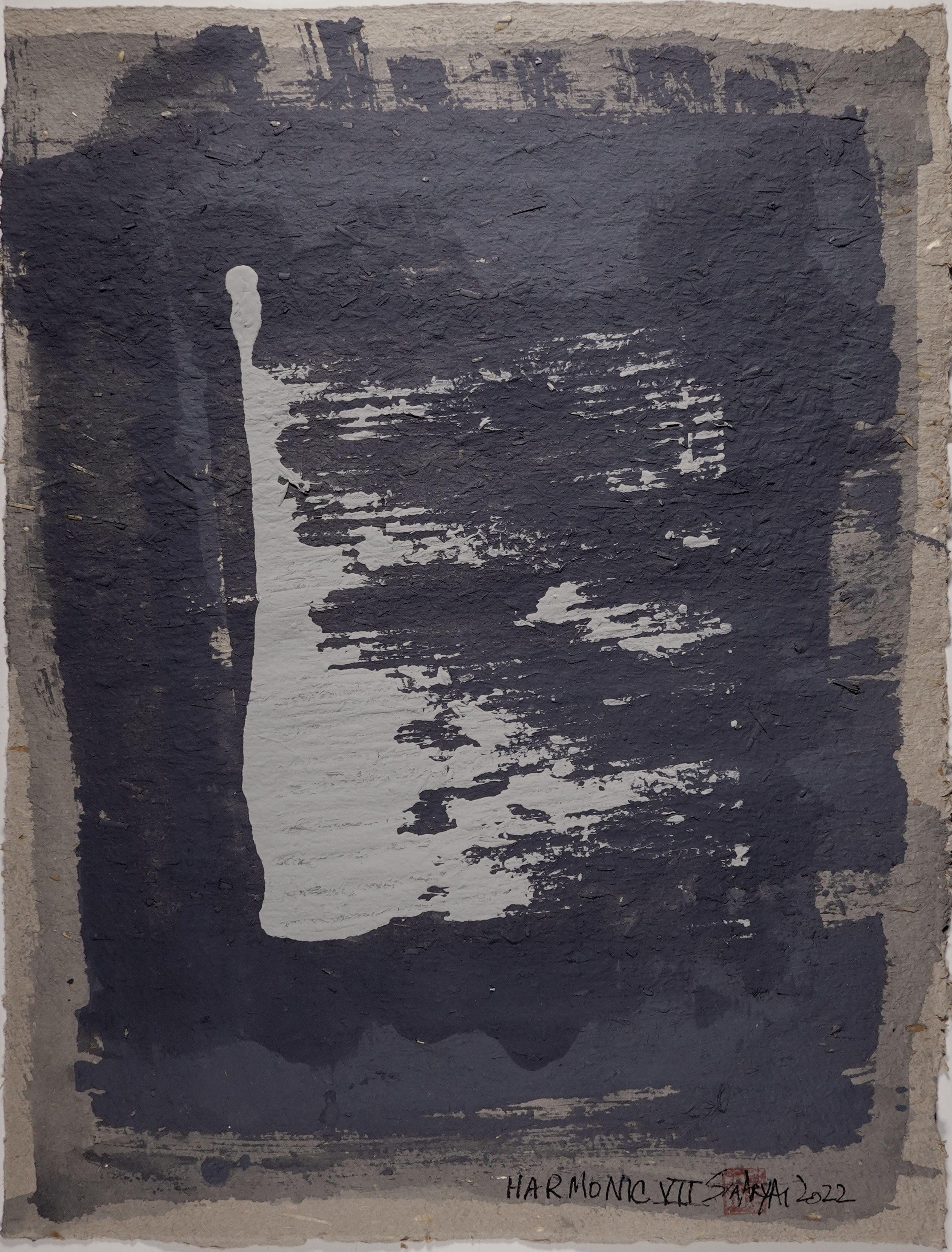 Armónico .VII Tonos de gris cuadro enmarcado, Pintura, Acrílico sobre papel - Painting de Sia Aryai