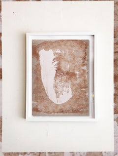 Harmonic. XII  Abstract camel tan framed painting, Painting, Acrylic on Paper