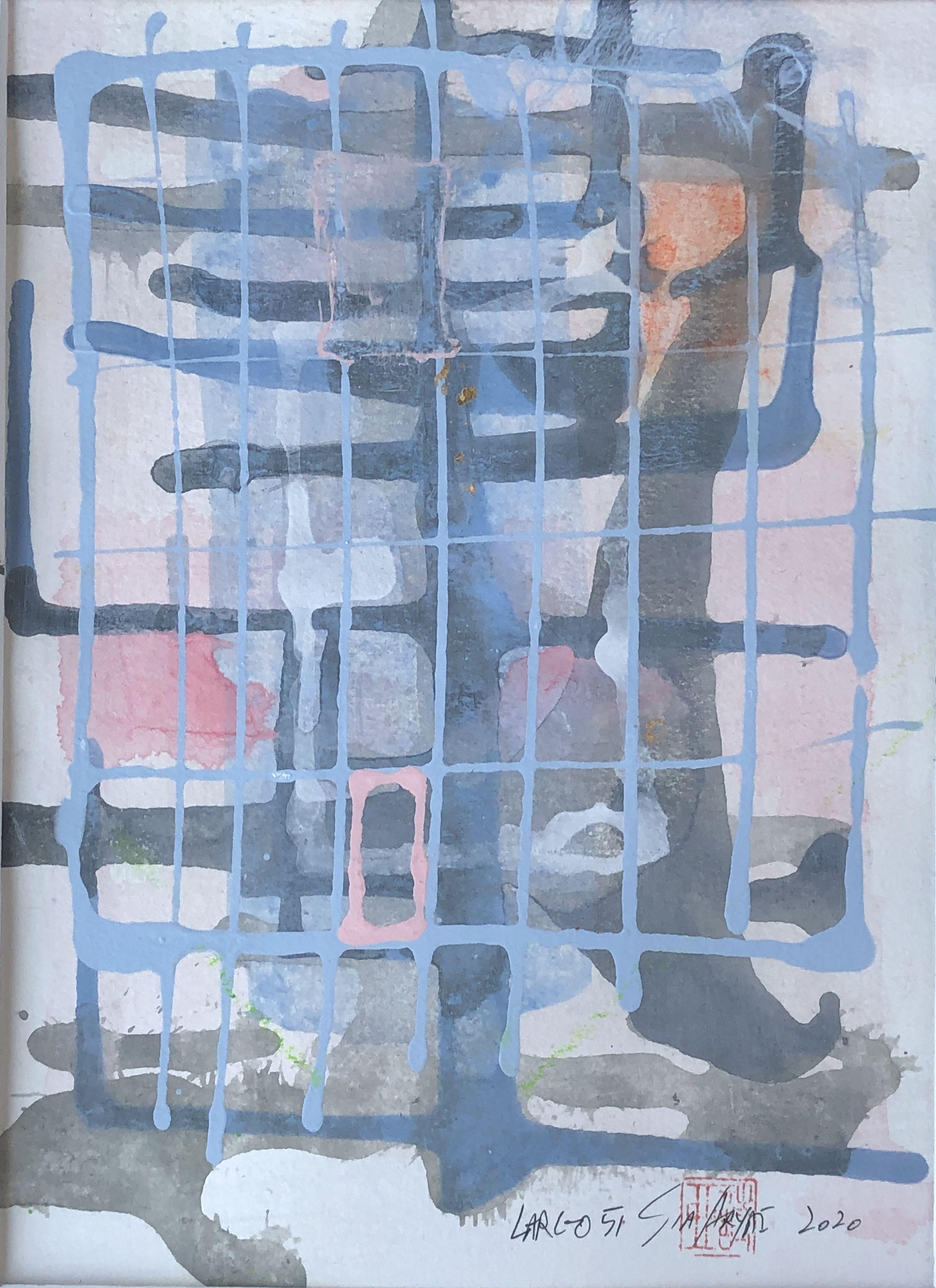 Abstract Painting Sia Aryai - Peinture abstraite moderne minimale Largo 51, peinture, acrylique sur papier