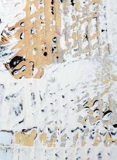 Marvel.III abstract framed gold leaf painting, Painting, Acrylic on Paper