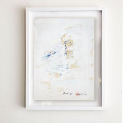 Marvel.IV Abstraktes gerahmtes Gemälde mit Blattsilber, Gemälde, Acryl auf Papier