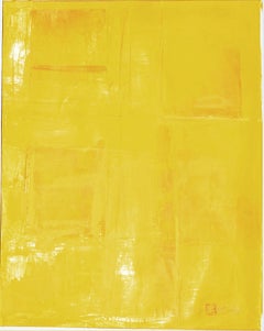Mosaik 42 Abstraktes gelbes gerahmtes Bild, Malerei, Acryl auf Papier