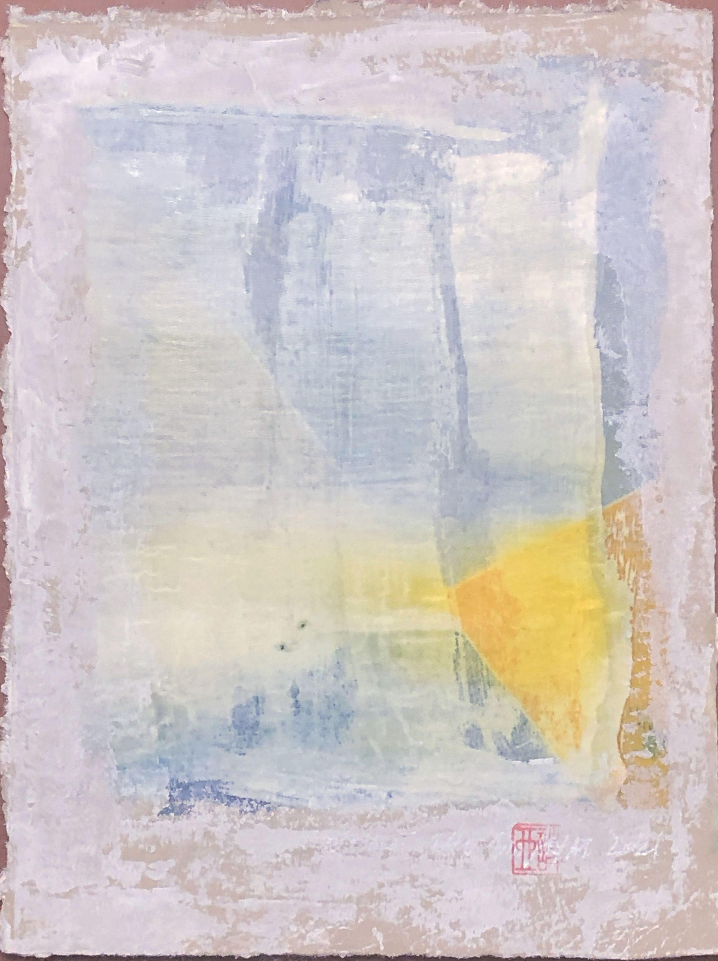 Abstract Painting di Sia Aryai - Motif 240 Paiting astratto incorniciato unico nel suo genere, Pittura, Acrilico su carta