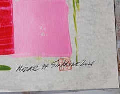 Mozaic 34 Peinture, peinture abstraite minimaliste et moderne encadrée, acrylique sur papier