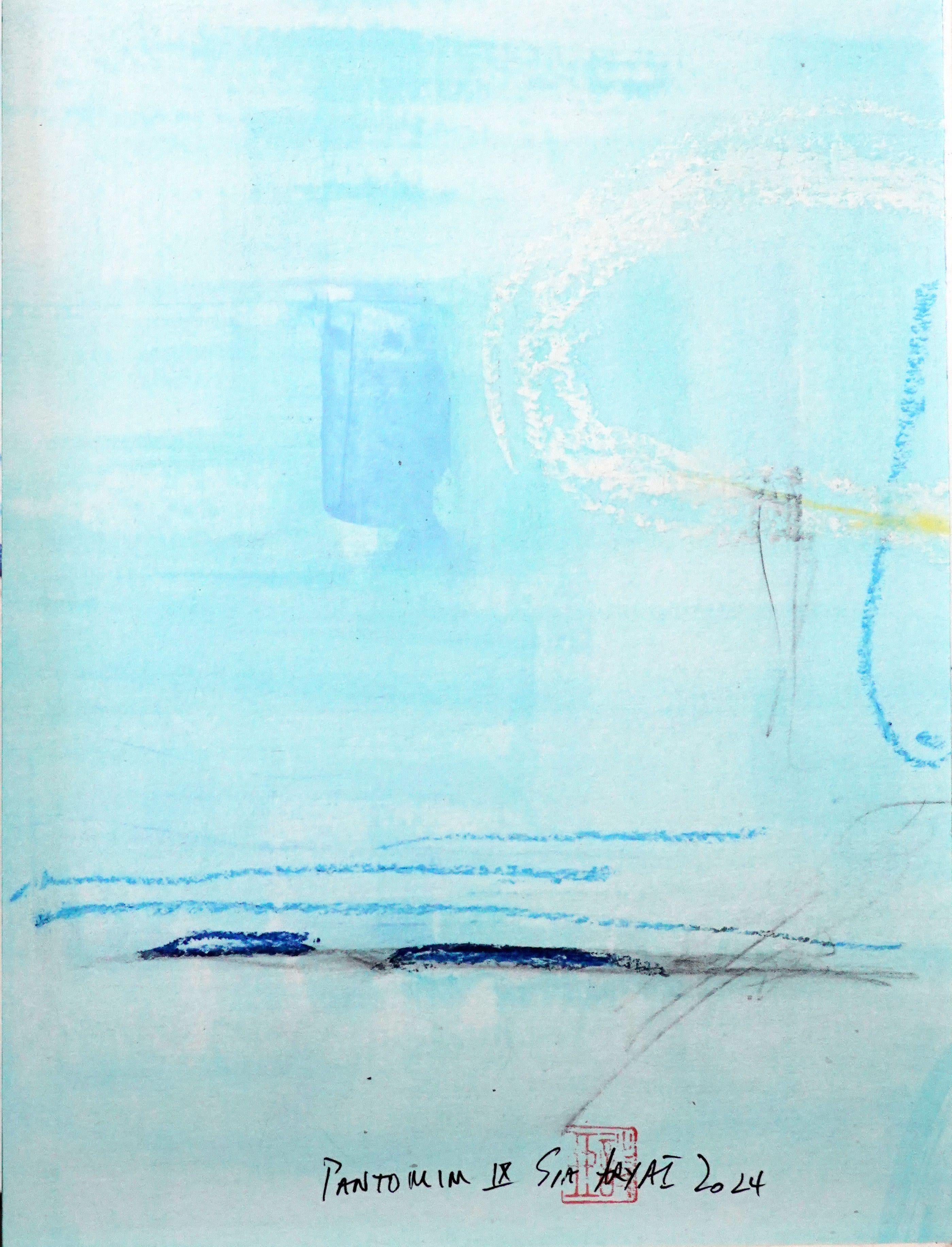Pantomima. IX   Pintura abstracta azul/azul, Pintura, Acrílico sobre papel - Painting de Sia Aryai