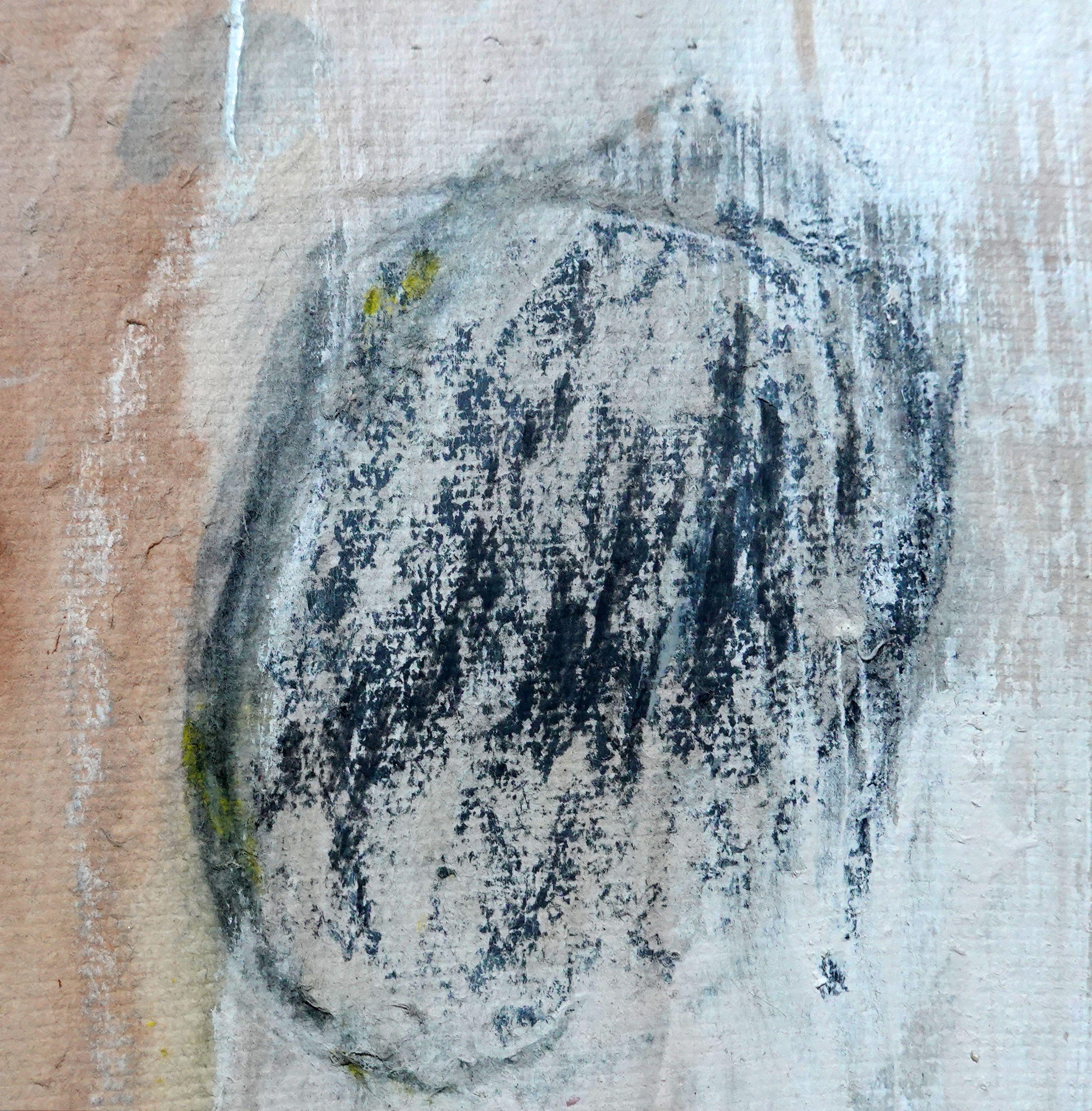 Pantomima. XIII Quadro astratto surreale incorniciato, Pittura, Acrilico su carta - Abstract Painting Marrone di Sia Aryai