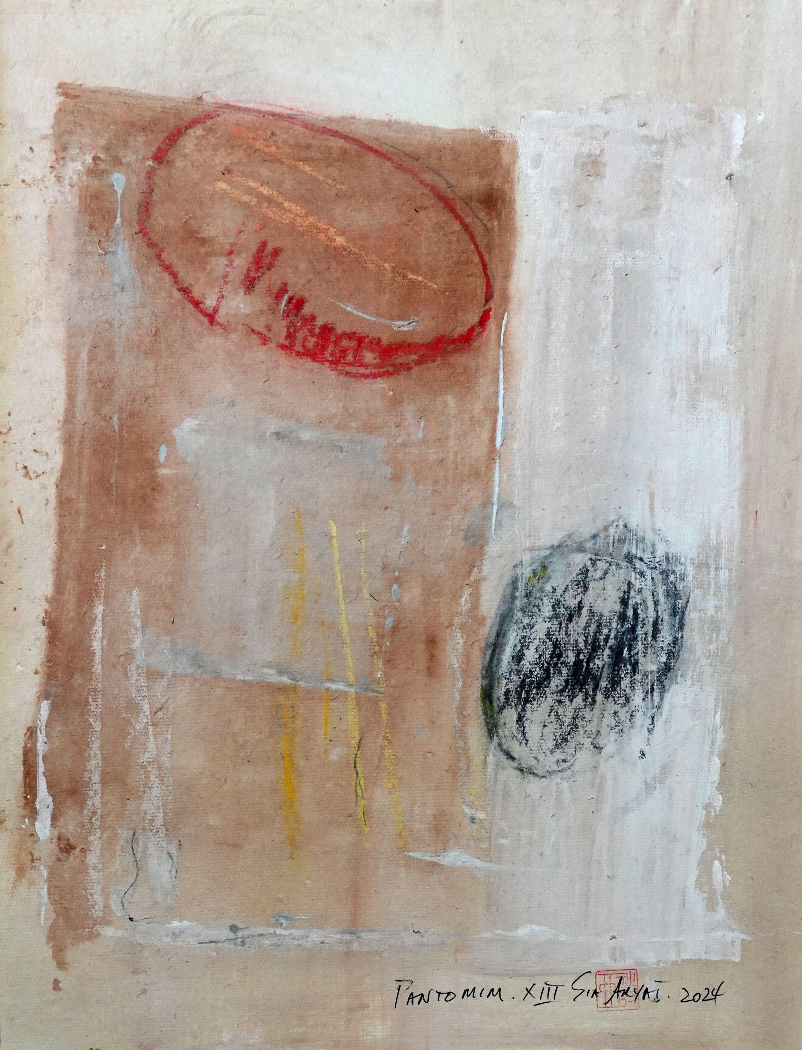 Abstract Painting di Sia Aryai - Pantomima. XIII Quadro astratto surreale incorniciato, Pittura, Acrilico su carta