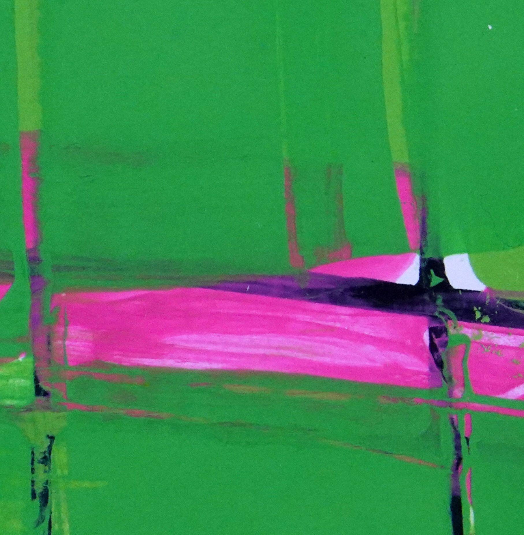 Palomitas de maíz. XX Cuadro abstracto verde enmarcado en plata, Pintura, Acrílico sobre papel - Painting Expresionismo abstracto de Sia Aryai