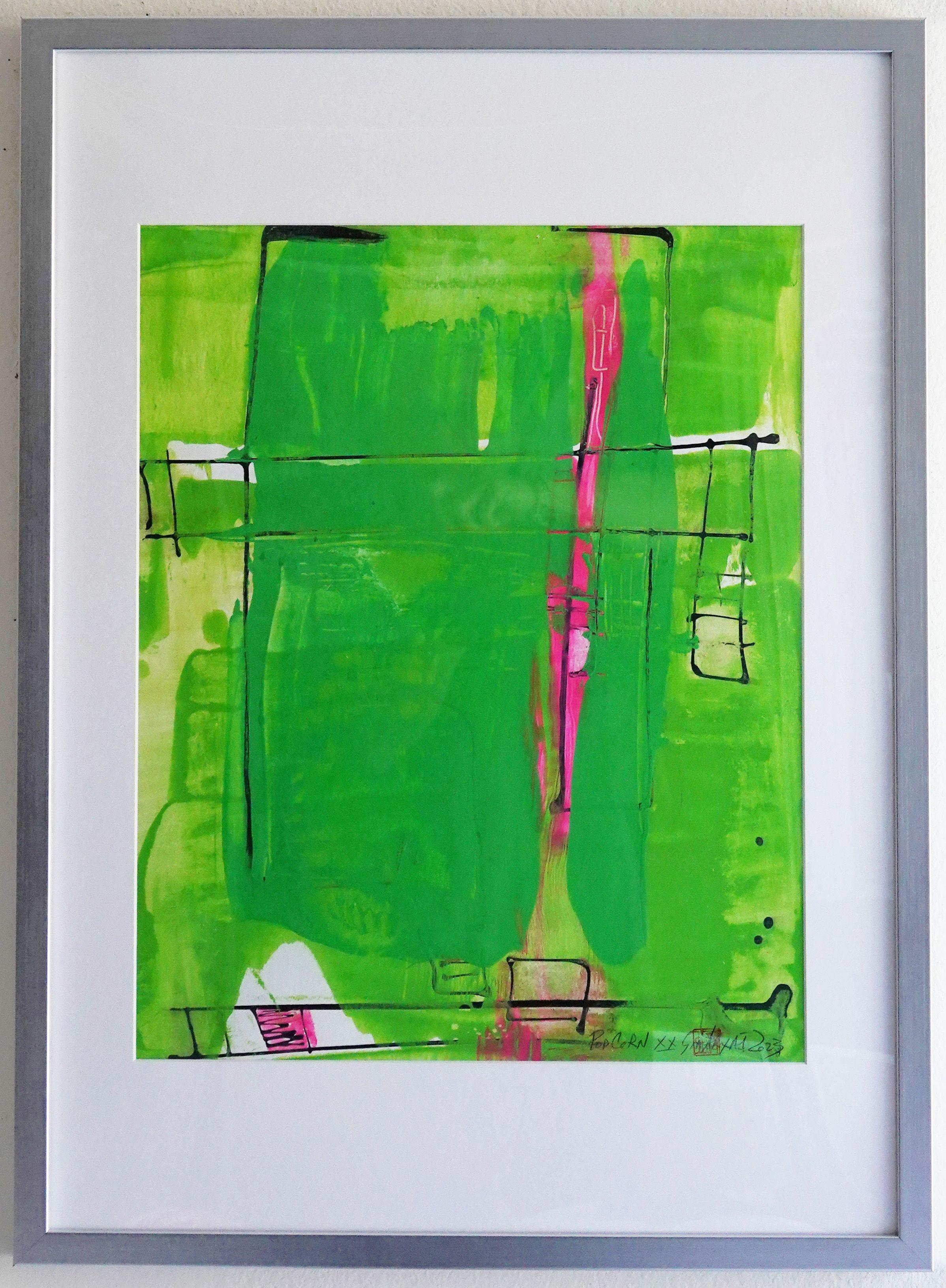 Esta animada pintura abstracta original sobre pergamino cortado a mano   da un toque de vida a cualquier habitación.     El cuadro mide 16X20â