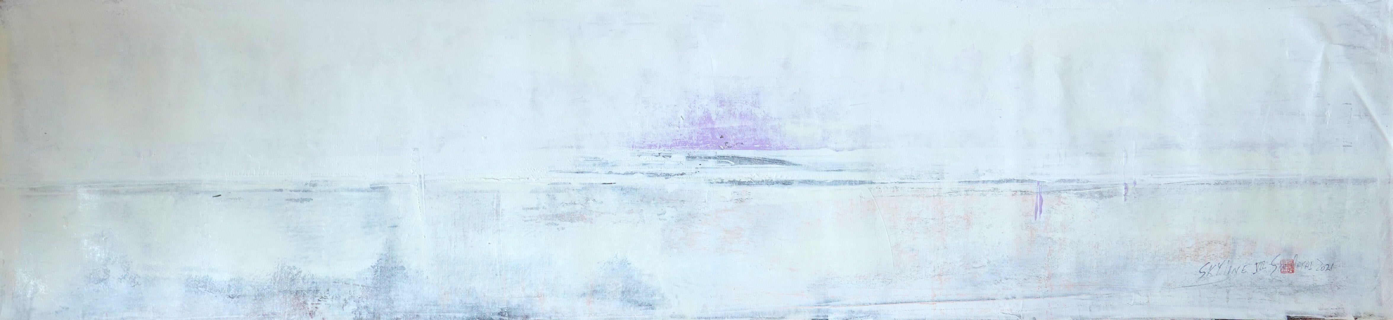 Sia Aryai Abstract Painting – Skyline.VII Einzigartiges abstraktes modernes Gemälde, Acryl auf Leinwand