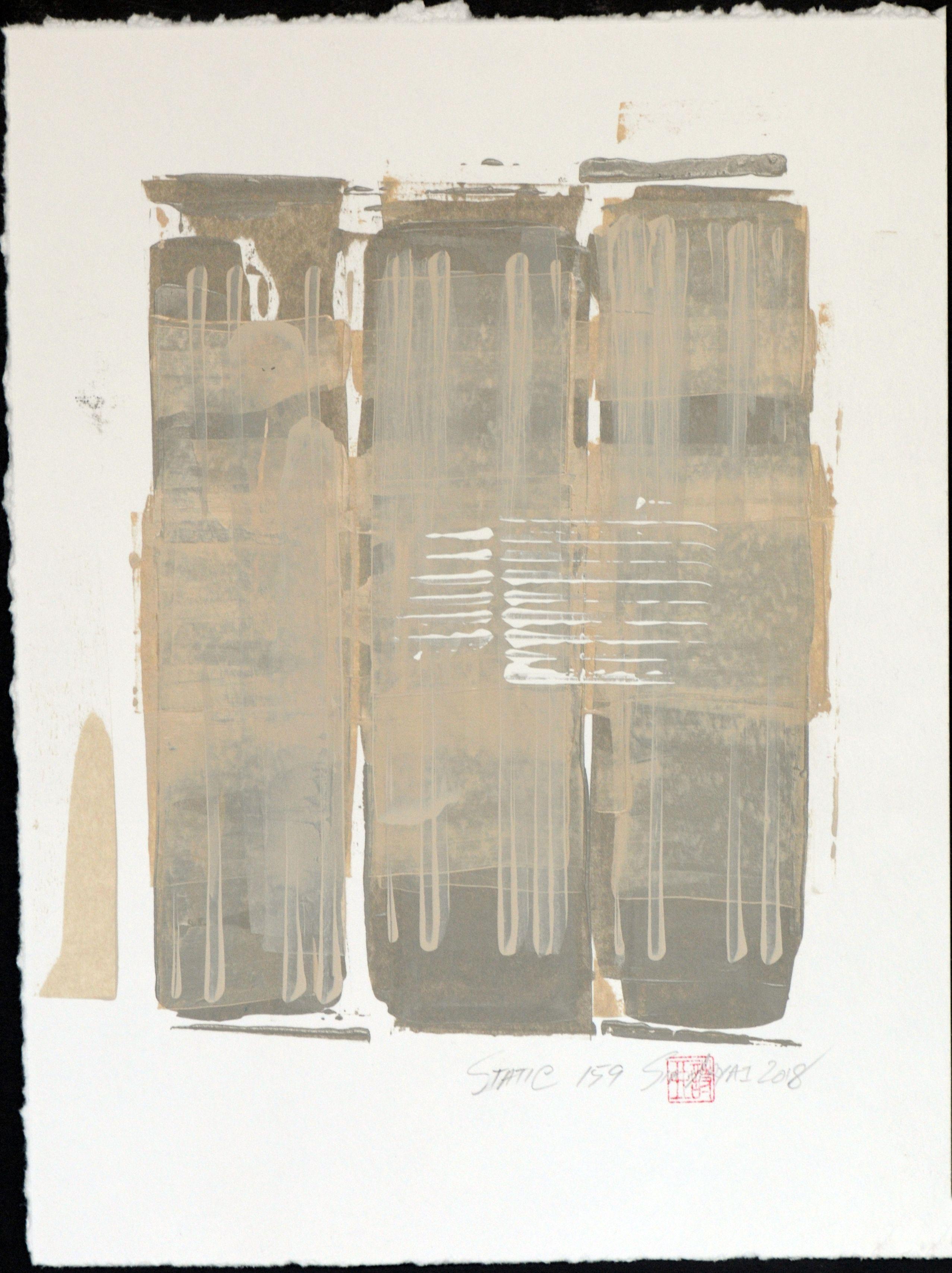 Static 159, Gemälde, Acryl auf Papier – Painting von Sia Aryai