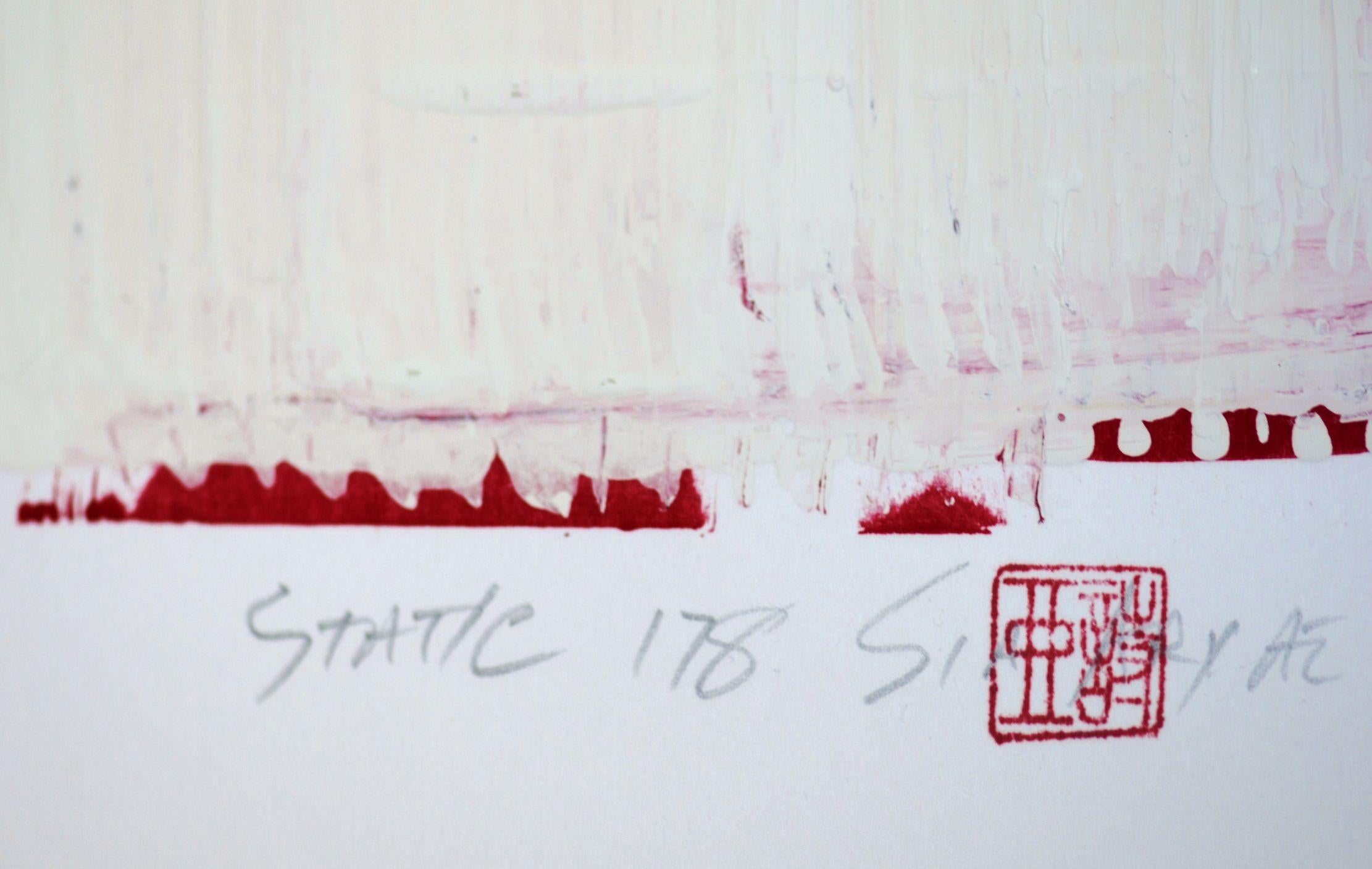  Static 178 se inspira en el color rojo, el amor y la pasión    Una enérgica y audaz carrera roja sobre un fondo blanco pálido. Esta animada pintura original sobre papel grueso da un toque de vida a cualquier habitación. Consulta también los demás