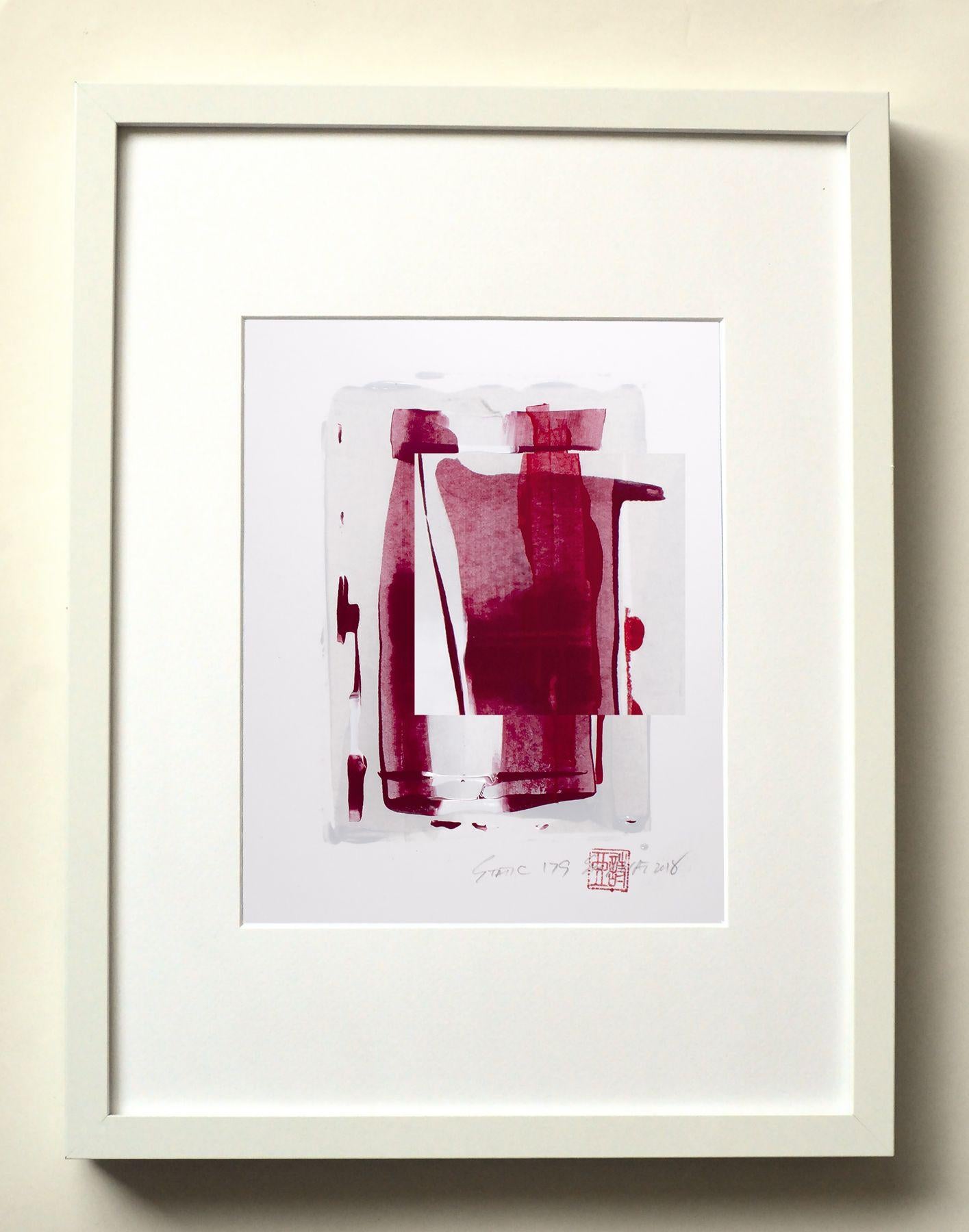 Statik 179, Gemälde, Acryl auf Aquarellpapier (Grau), Abstract Painting, von Sia Aryai