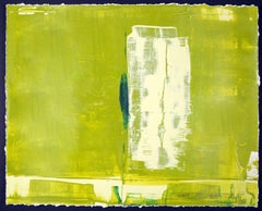Static 241 Einzigartiges grünes Gemälde, Acryl auf Papier