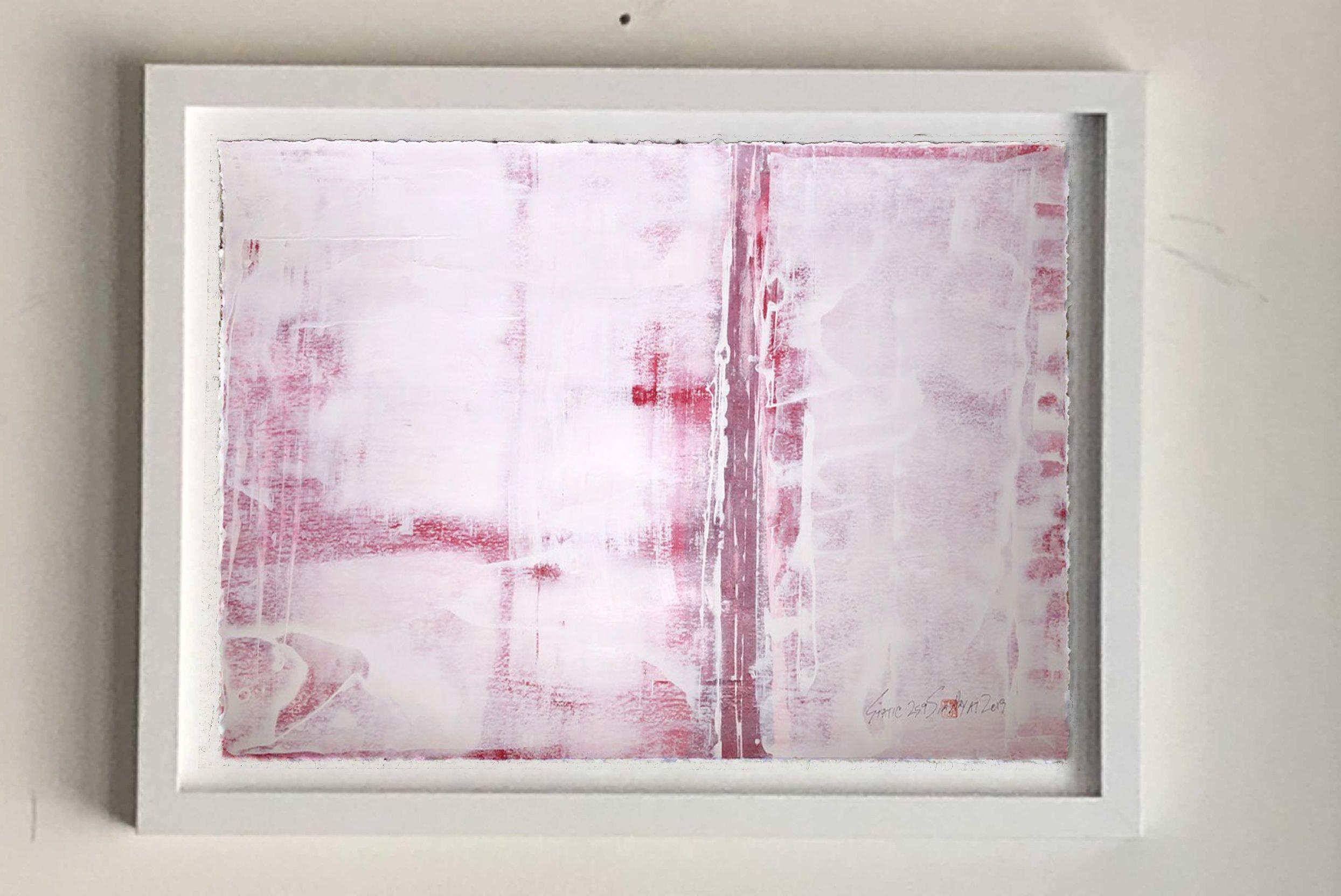 Statisch 259  Einzigartiges RED, Gemälde, Acryl auf Papier – Painting von Sia Aryai