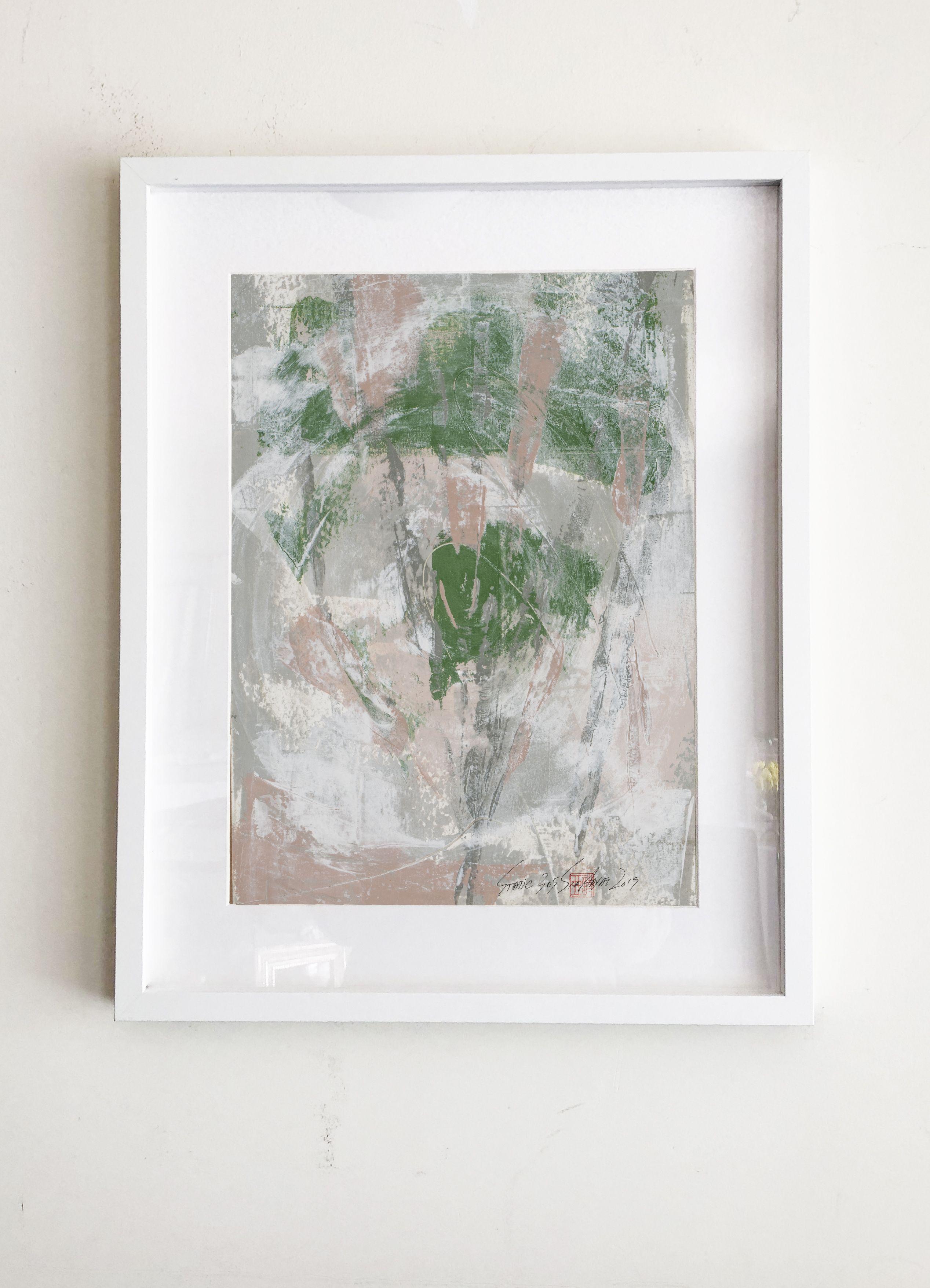 This lively original painting with deep shades of green on hand-cut heavy stock brings healing energy to any room.   See the others in the series, too, to create a dramatic grouping.   Painting is 12X16