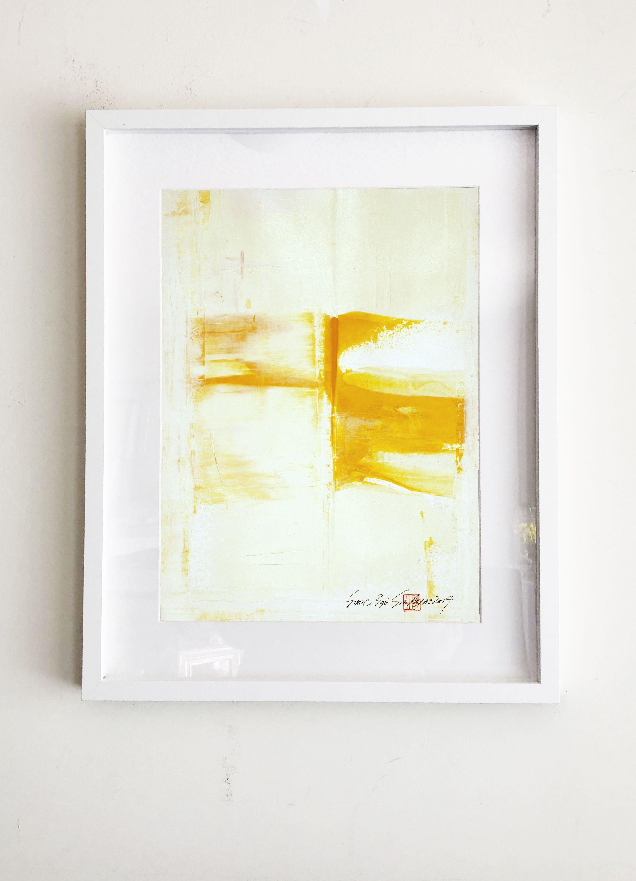 Static 396 Sunshine energy, peinture, acrylique sur papier - Abstrait Painting par Sia Aryai
