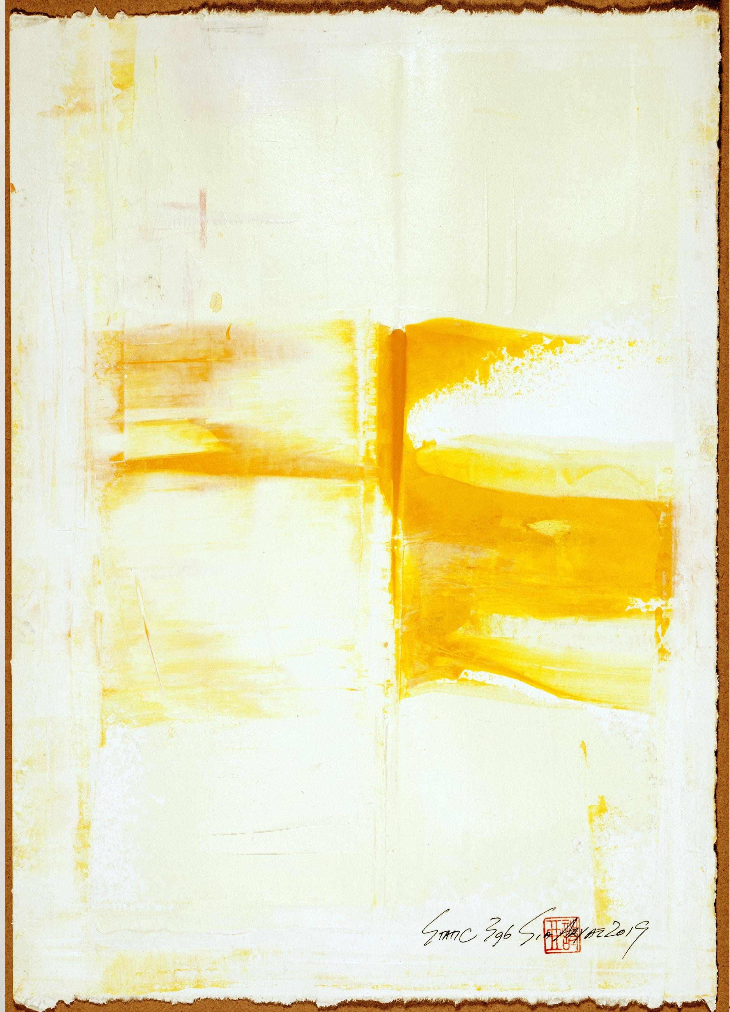 Abstract Painting Sia Aryai - Static 396 Sunshine energy, peinture, acrylique sur papier