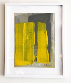 Static 405 vibrant abstract yellow framed painting, Painting, Acrylic on Paper