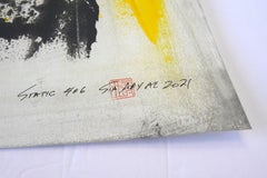 Static 406 Quadro con cornice giallo astratto, Pittura, Acrilico su carta
