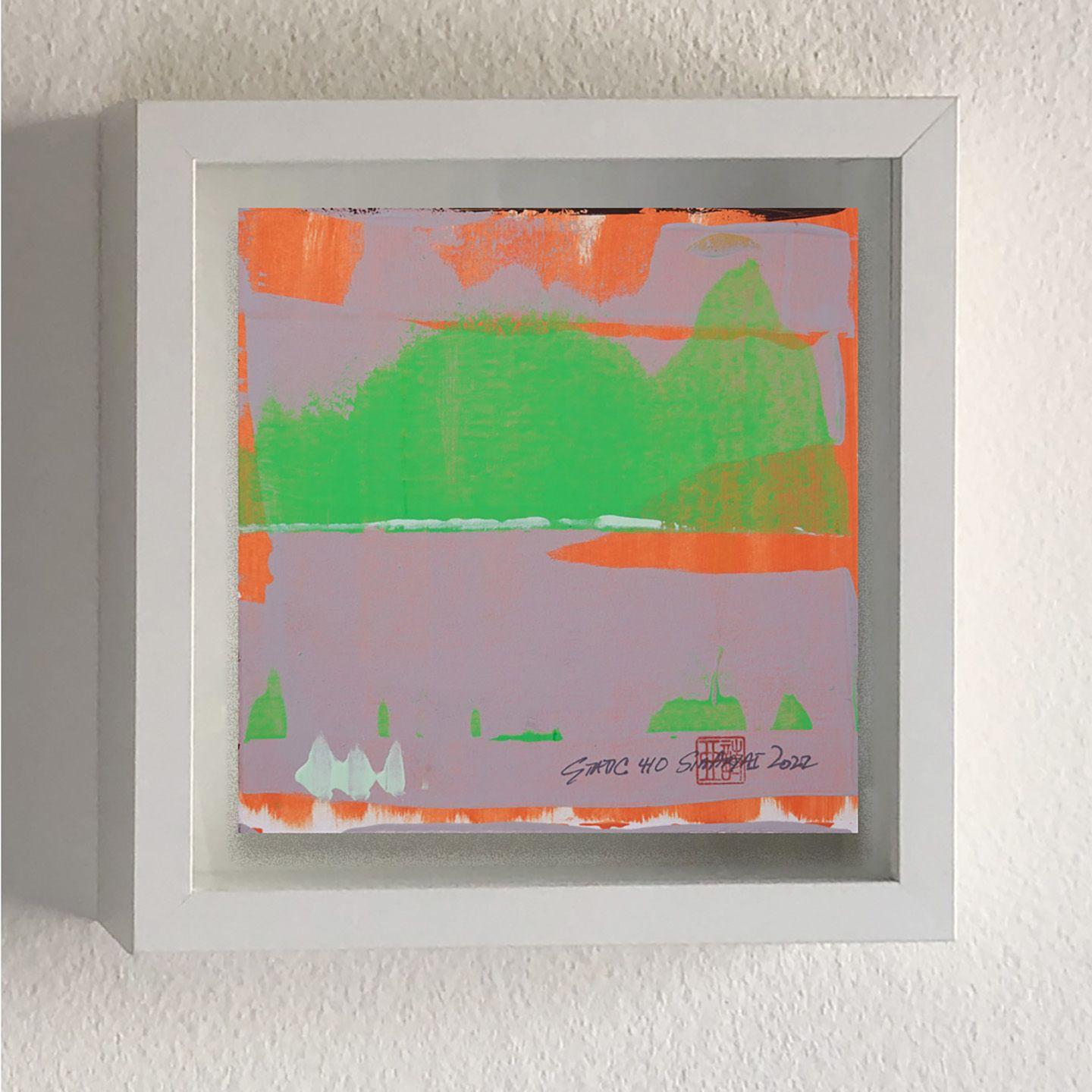 Static 408 abstract framed minimal painting, Painting, Acrylic on Paper For Sale 3