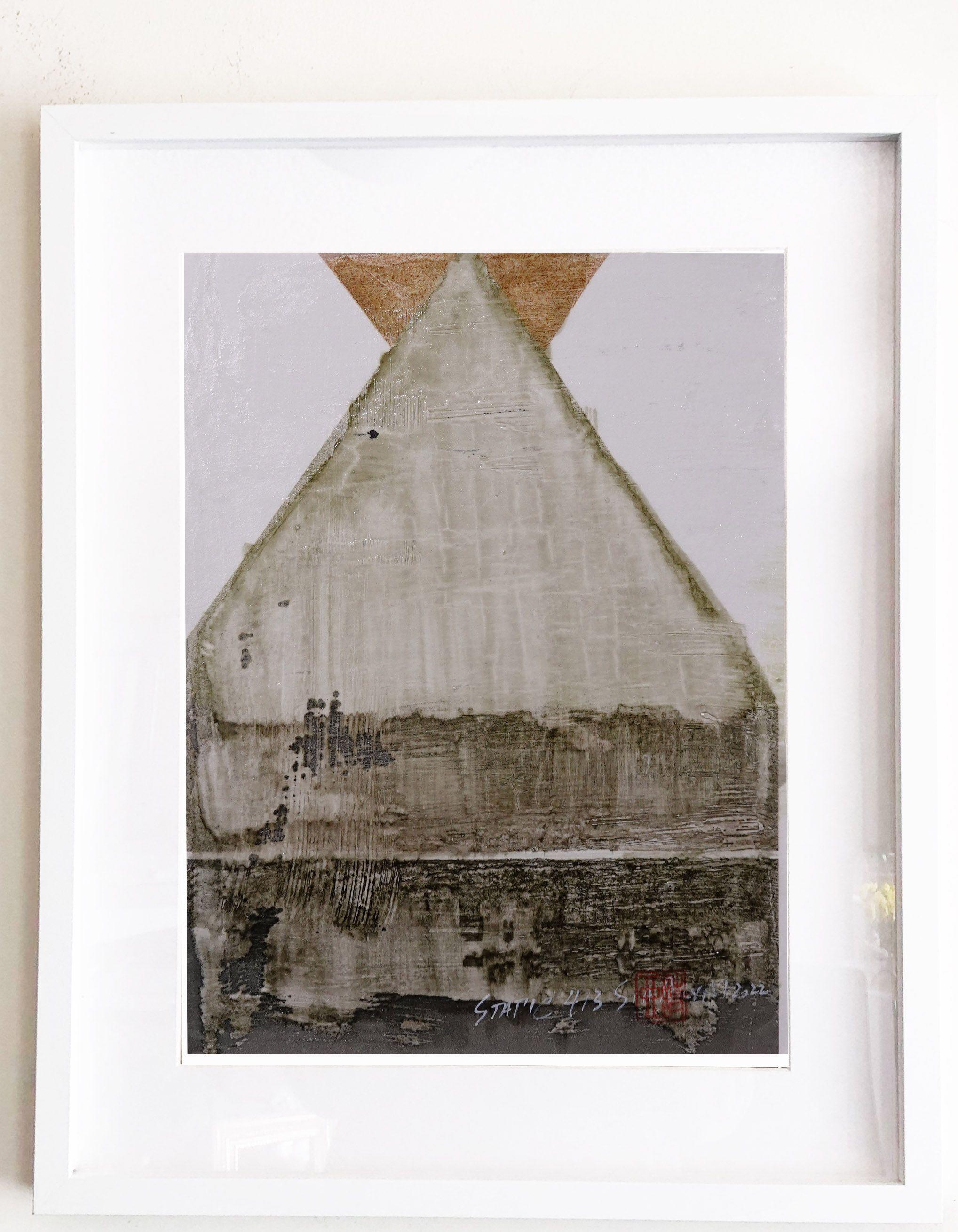 Statisch 413  Einzigartiges gerahmtes abstraktes Gemälde, Malerei, Acryl auf Papier im Angebot 1
