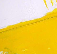 Statica 415 Quadro astratto giallo/verde con cornice, Pittura, Acrilico su carta