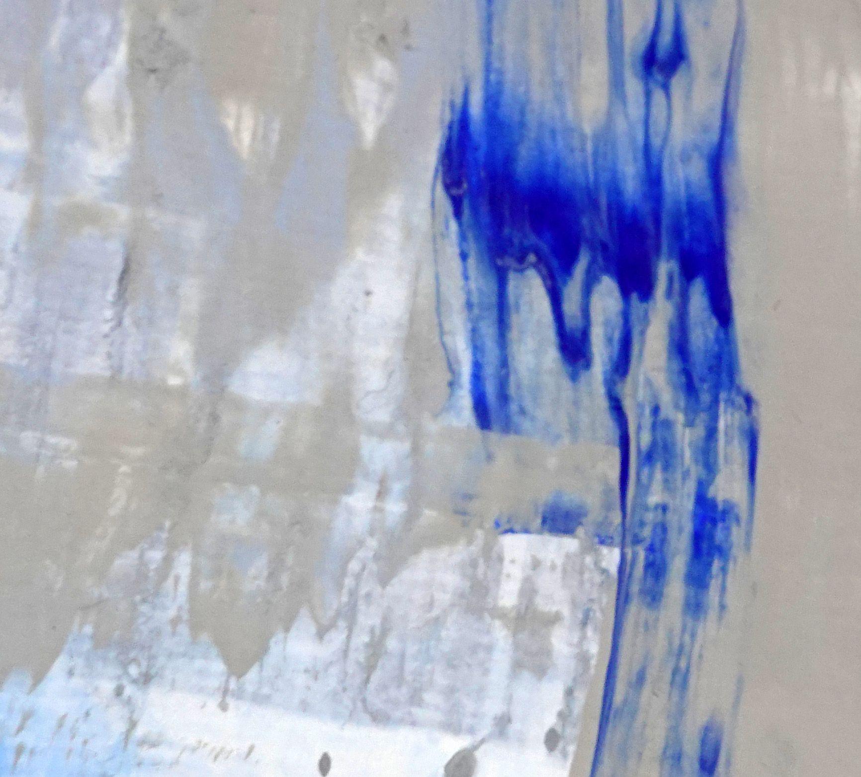 Static 433 Abstraktes kobaltblaues gerahmtes Gemälde, Acryl auf Papier (Minimalistisch), Painting, von Sia Aryai