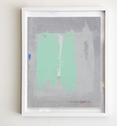 static 438 Framed abstract green painting, Painting, Acrylic on Paper