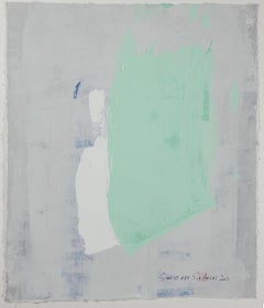 Static 439 Art abstrait encadré vert unique en son genre, peinture, acrylique sur papier