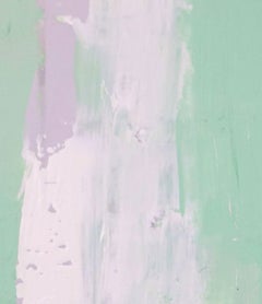 Static 442 One of a kind light green framed art, Painting, Acrylic on Paper