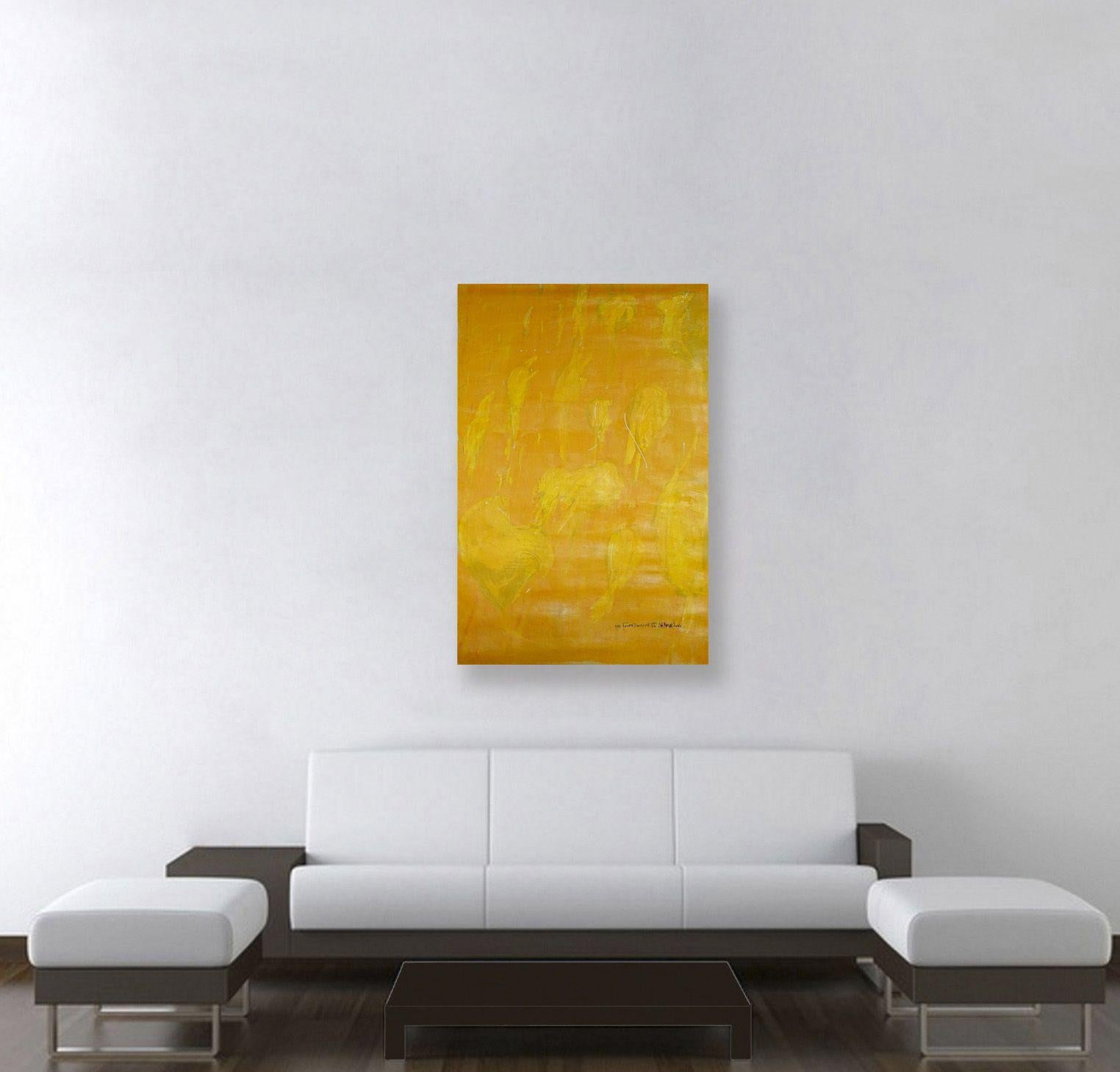 The Fourth Dimension. VI  Vibrant yellow painting, Painting, Acrylic on Canvas For Sale 2