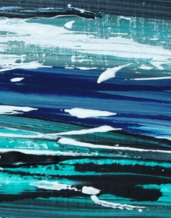 VAGUE. I  Abstract framed blue  painting, Painting, Acrylic on Paper