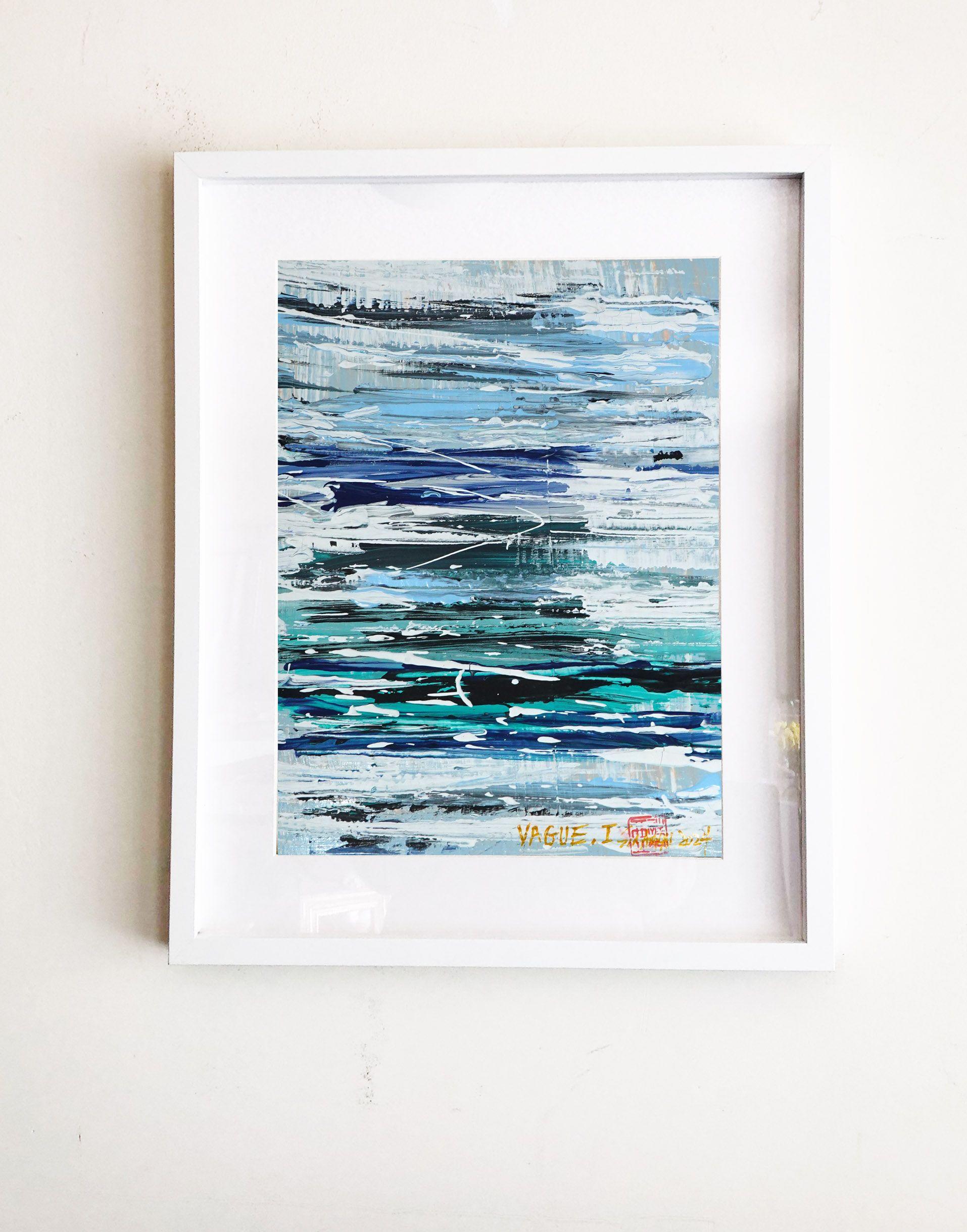 Las pinceladas dinámicas aportan una sensación de   bailando como las olas de la serie VAGUE.     La pintura es de 8X10â