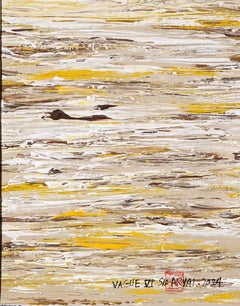 VAGUE. VI Abstract framed vibrant yellow painting, Painting, Acrylic on Paper