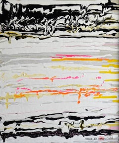 VAGUE. VII Abstract framed vibrant painting, Painting, Acrylic on Canvas