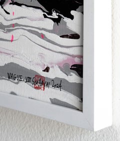 VAGUE. VIII Abstract white framed surreal painting, Painting, Acrylic on Canvas